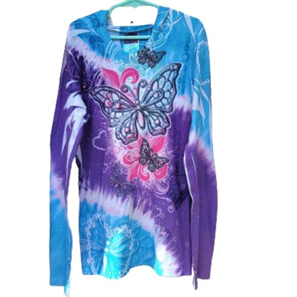 Wasabi & Ginger Pullover Hoodie Butterflies Design Multicolor XL 14-16 - Picture 2 of 11